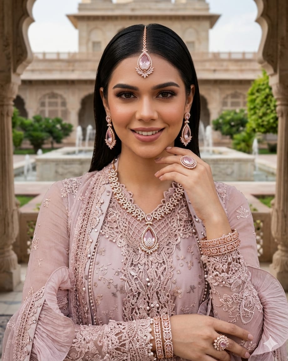 Blush Royale Zircon Necklace Set