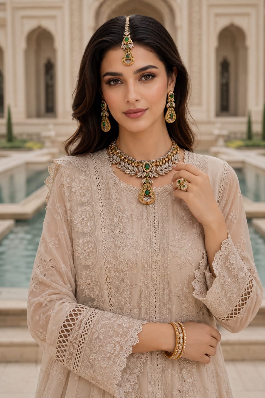 Emerald Majesty Antique Gold Set