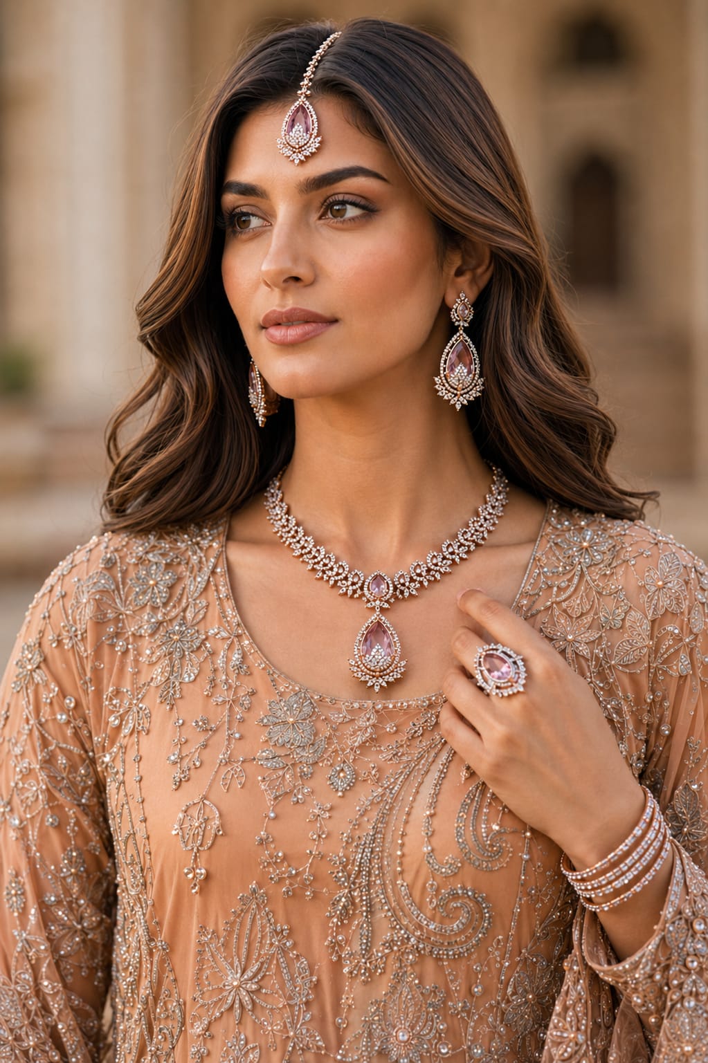 Blush Royale Zircon Necklace Set