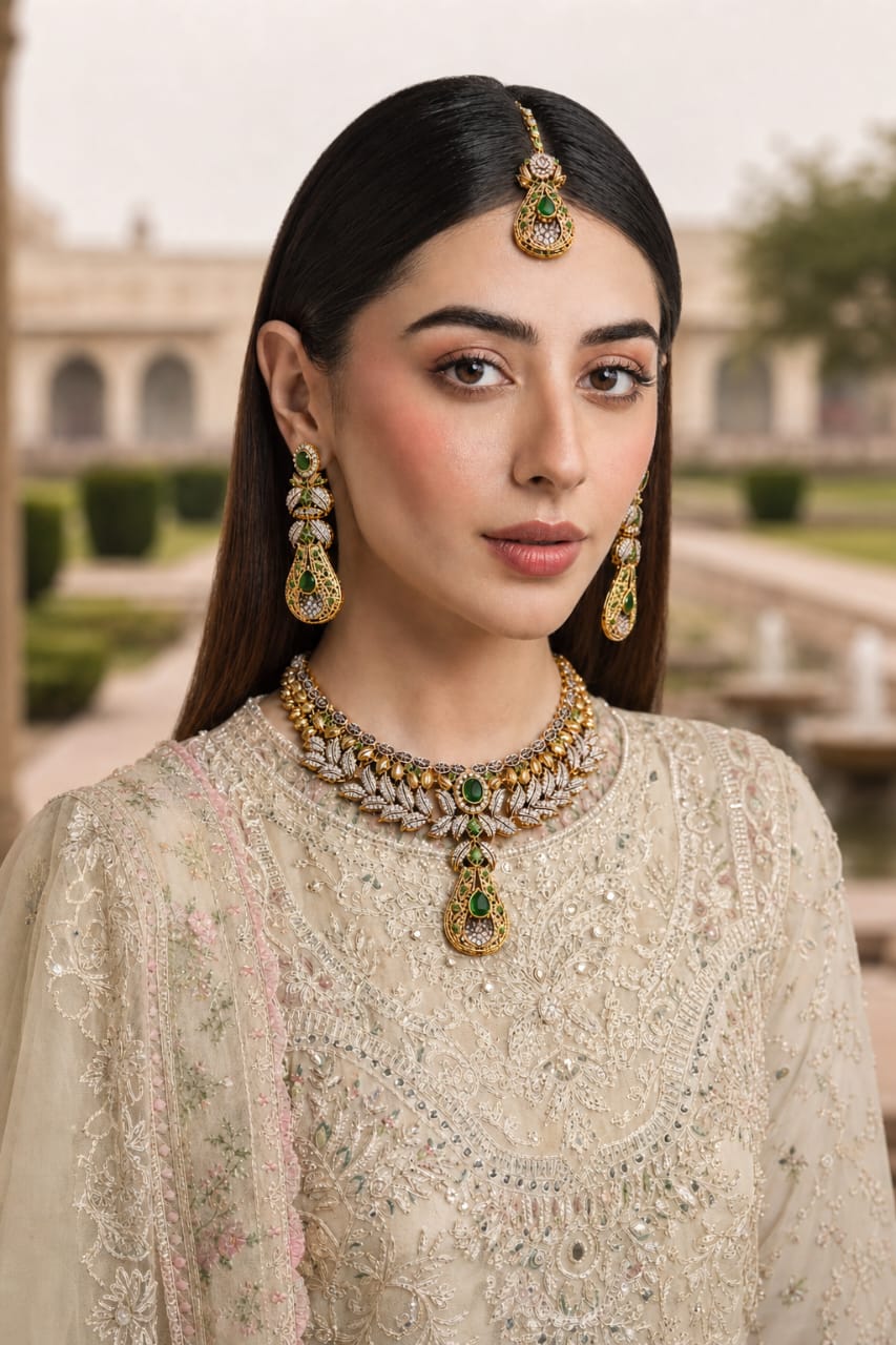 Emerald Majesty Antique Gold Set