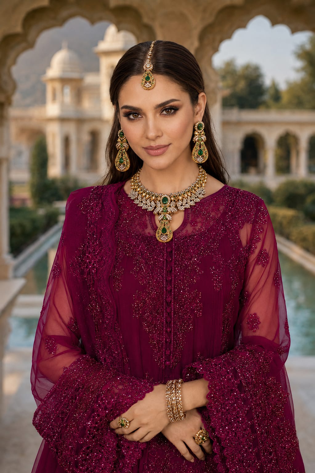 Emerald Majesty Antique Gold Set