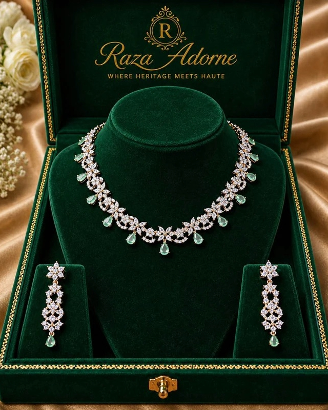 Mint Aurora American Diamond Set