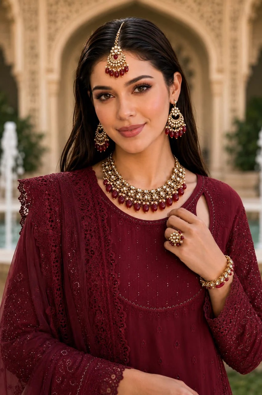 Imperial Ruby Kundan Choker Set - Image 3